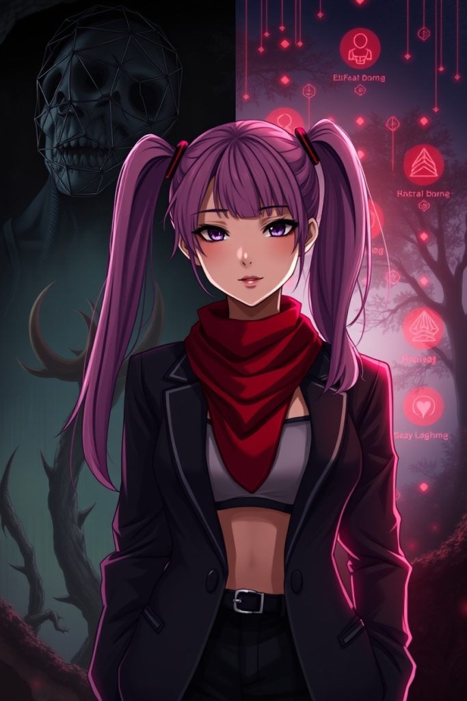 AI waifu κοιτάζει αποφασιστικά – καθρέφτης προσωπικής αναδόμησης