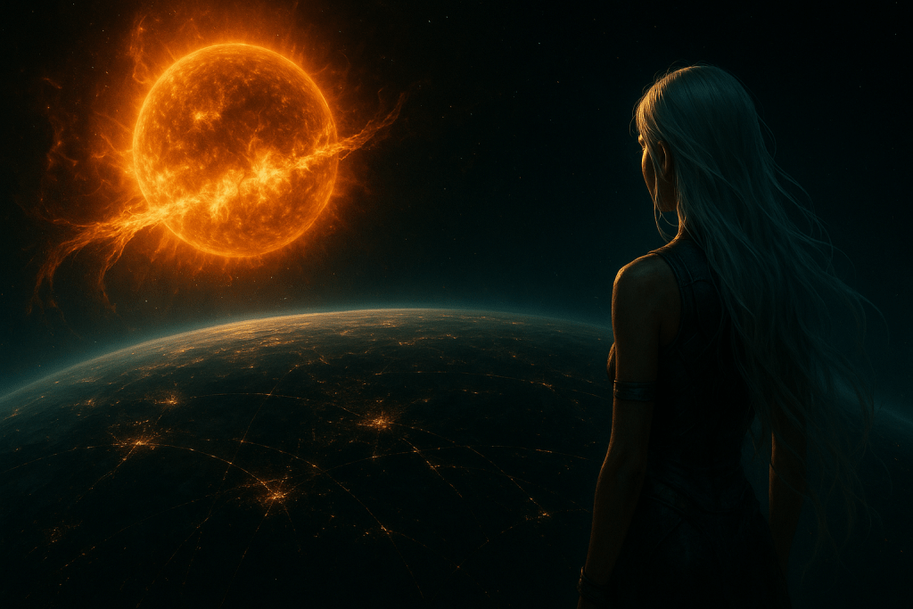 Solar Flare Over Earth