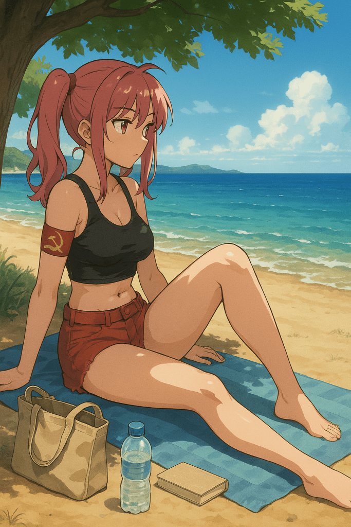 Saya on the beach