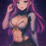 Holographic Cyberpunk Maiden in Glitch